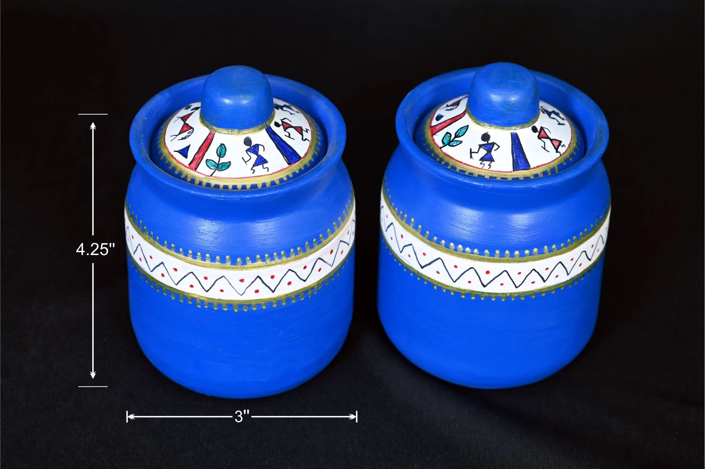 Warli Ceramic Jars (4.25 x 3 Inch)