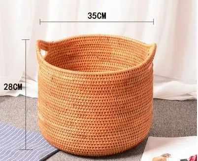 Wicker Woven Storage Baskets, Kitchen Storage Baskets, Rattan Storage Basket, Round Storage Basket for Bathroom