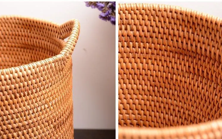 Wicker Woven Storage Baskets, Kitchen Storage Baskets, Rattan Storage Basket, Round Storage Basket for Bathroom