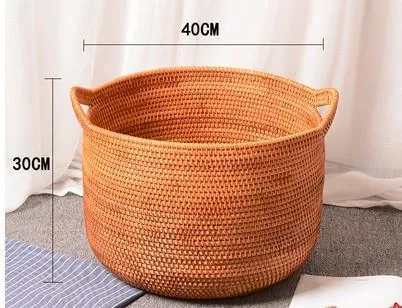 Wicker Woven Storage Baskets, Kitchen Storage Baskets, Rattan Storage Basket, Round Storage Basket for Bathroom