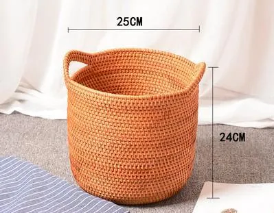 Wicker Woven Storage Baskets, Kitchen Storage Baskets, Rattan Storage Basket, Round Storage Basket for Bathroom