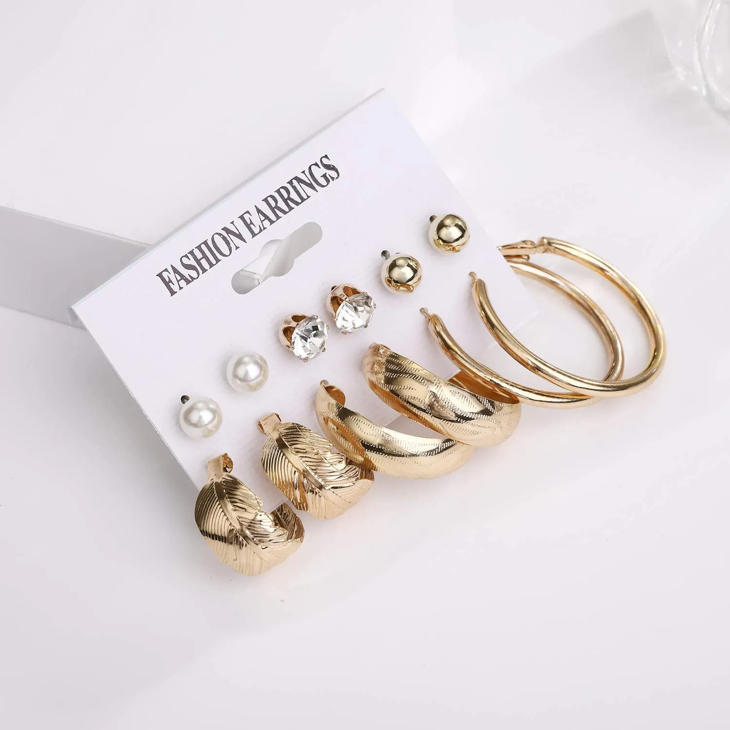 Yellow Chimes Hoop Earrings for Women Combo of 12 Pair's Gold Plated Assorted Multiple Pearl Stud Hoop Earrings for Women and Girls